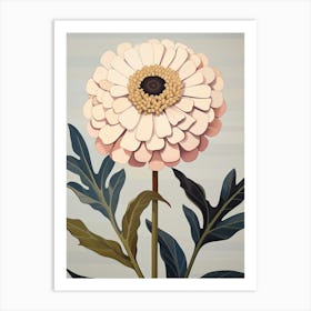 Flower Illustration Zinnia Art Print