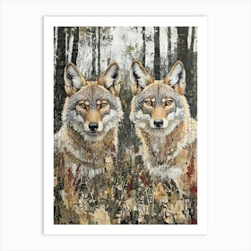 Coyote Twins In Acrylic Art Print