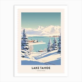 Vintage Winter Travel Poster Lake Tahoe Usa 2 Art Print