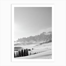 Alta Badia, Italy Black And White Skiing Poster Art Print