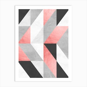 Gray and pink geometry 3 Art Print