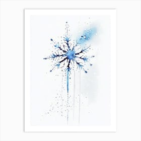 Needle, Snowflakes, Minimalist Watercolour 4 Art Print