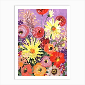 Sunny Aster And Anemones Art Print