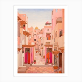 Marrakech Morocco 8 Vintage Pink Travel Illustration Art Print