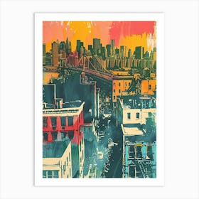 Kingsbridge New York Colourful Silkscreen Illustration 2 Art Print