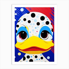 Polka Dot Duckling Vivid Colours Art Print