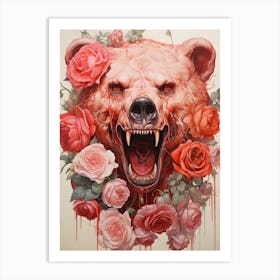 Bear With Roses 3 Art Print