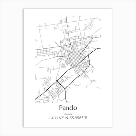 Pando,Uruguay Minimalist Map Art Print