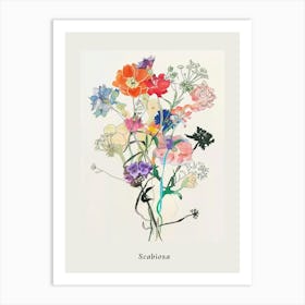 Scabiosa 1 Collage Flower Bouquet Poster Art Print