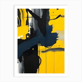 Yellow And Black Abstract Painting 2 Art Print