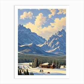 Jackson Hole, Usa Ski Resort Vintage Landscape 1 Skiing Poster Art Print