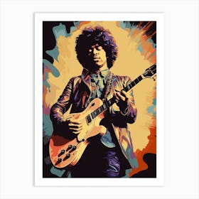 Jimi Hendrix Retro Portrait 1 Art Print