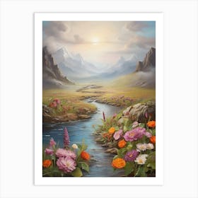 Flowers By The Stream art print Art Print