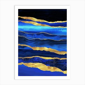 Blue And Gold Abstract Painting 17 Art Print