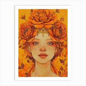 Spiritual Women Sun Flowers Art Print