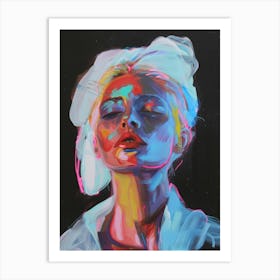 Woman In Neon Art Print