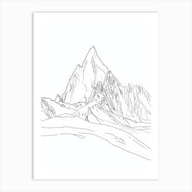 Mont Blanc France Italy Line Drawing 4 Art Print