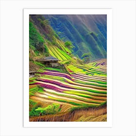 Banaue Rice Terraces Philippines Soft Colours Tropical Destination Art Print