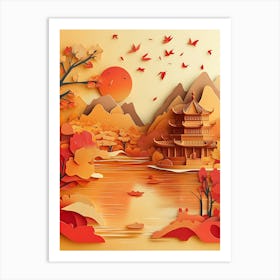 Beautiful Landscape Paper Craft Style 17 Art Print