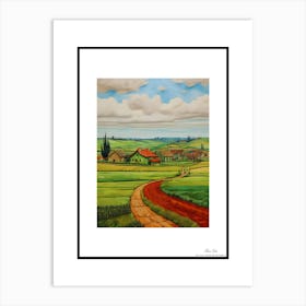 Green plains, distant hills, country houses,renewal and hope,life,spring acrylic colors.49 Art Print