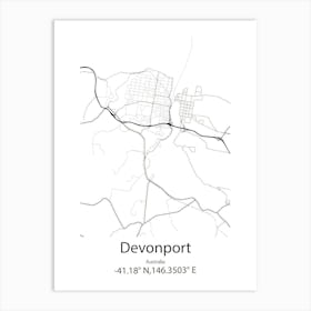 Devonport,Australia Minimalist Map Art Print