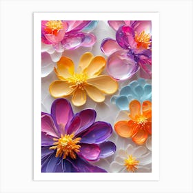 3D Acrylic Flower Art Art Print