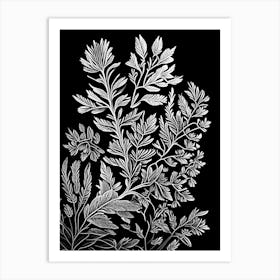 Thyme Leaf Linocut 1 Art Print