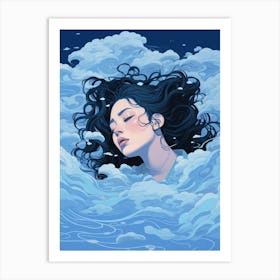 Girl In The Clouds Art Print