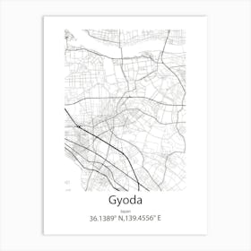 Gyoda,Japan Minimalist Map Art Print