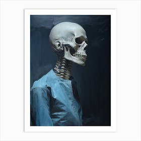 A Painting Of A Skeleton Smoking A Cigarette 5 Art Print