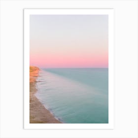 Chesil Beach, Dorset Pink Photography 1 Art Print