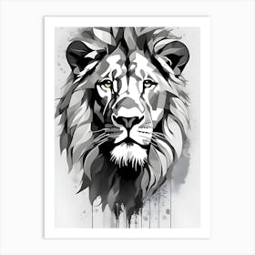 Line art portrait of lion Art Print