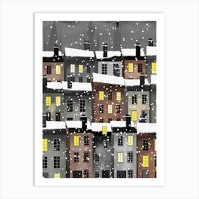 City in Snow Art Print