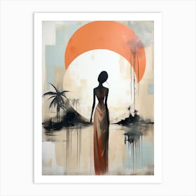 Tribal Moonbeam, Boho Art Style Art Print