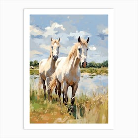 Horses Painting In Carmargue, France 2 Art Print
