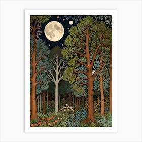 William Morris Moonlight In The Forest 93 Art Print