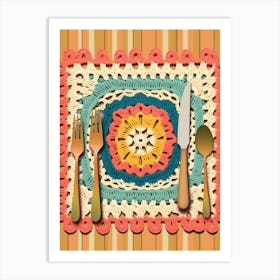 Crochet Table Mat Illustration Art Print