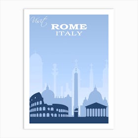 Rome, Italy Travel Poster Blue, Karen Arnold Art Print