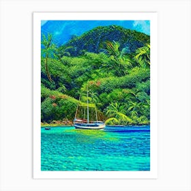 Providencia Island Colombia Pointillism Style Tropical Destination Art Print