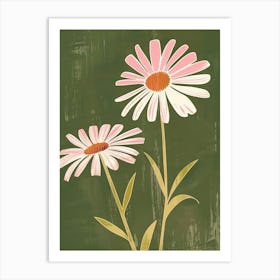 Pink & Green Daisy 2 Art Print