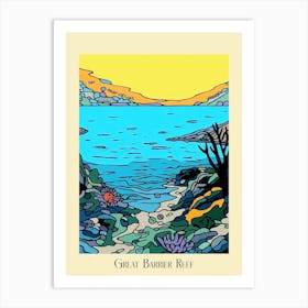 Poster Of Minimal Design Style Of Great Barrier Reef, Australia 2 Art Print