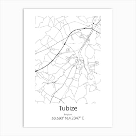 Tubize,Belgium Minimalist Map Art Print