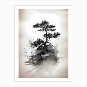 Japanese Tree black white Art Print