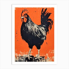 Chicken, Woodblock Animal  Drawing 4 Art Print