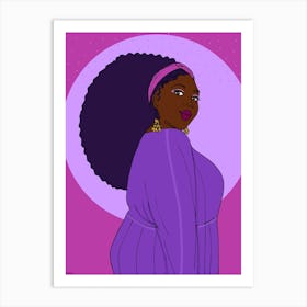 Black Girl With Big purple afro Art Print