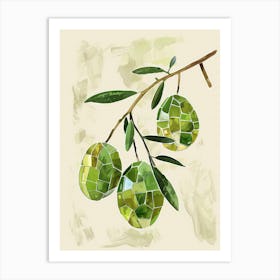 Disco Ball Little Olives Branch Mosaic Painting Kitchen Art Print