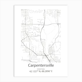 Carpentersville,United States Minimalist Map 1 Art Print