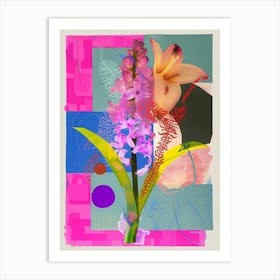 Hyacinth 1 Neon Flower Collage Art Print