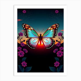 Butterfly In The Sunset Art Print