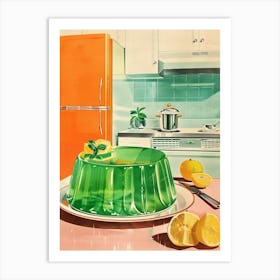 Retro Bright Green Jelly Vintage Cookbook Inspired 2 Art Print